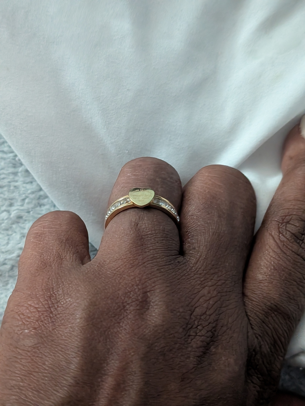 Stainless Steel. Gold Heart Ring - Picture 2 of 5